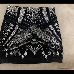 Black, Silver sequin skirt - Express